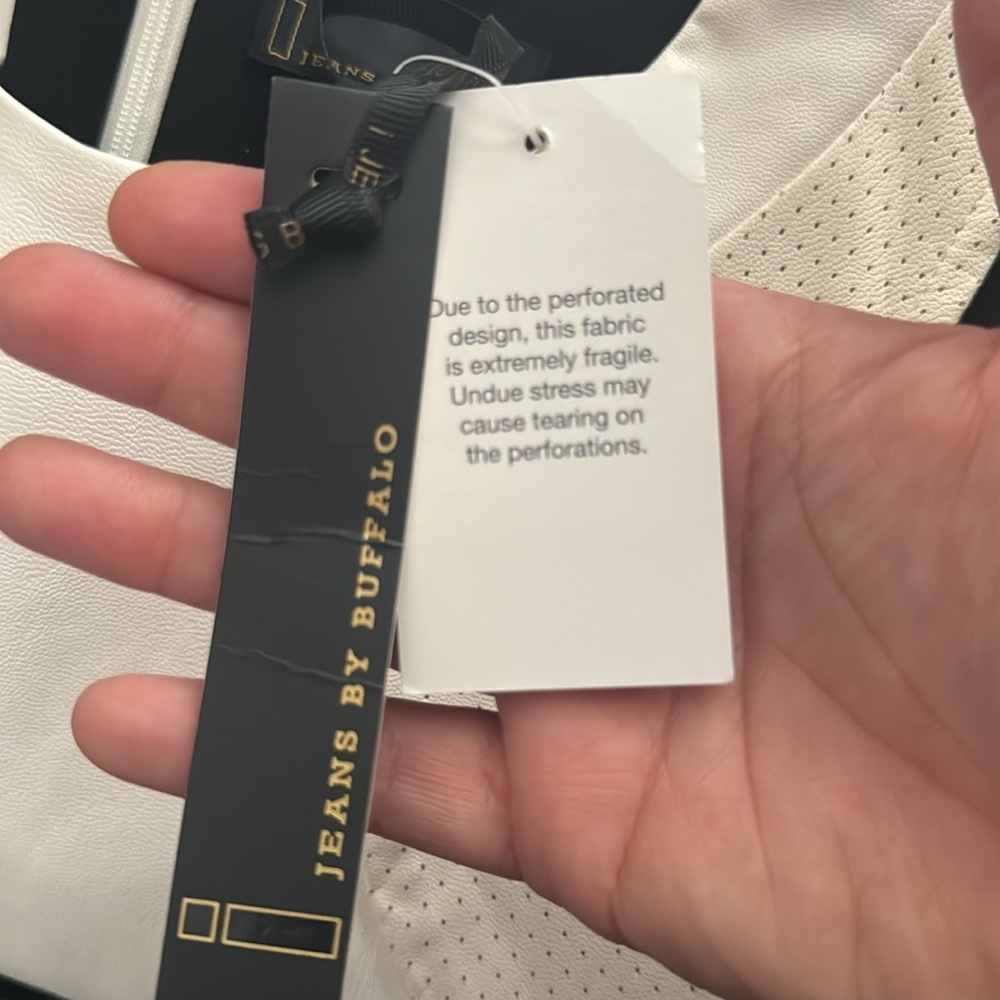 White and Black Faux Leather Color Block Dress - Picture 5 of 5